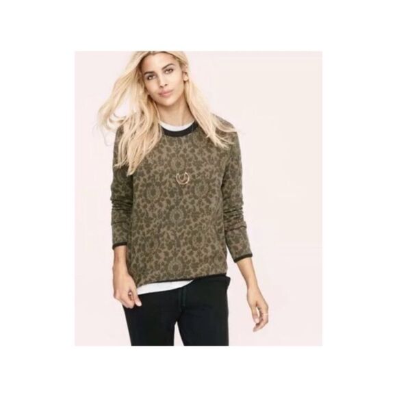 Lou & Grey Floral Print Design Pullover Sweater Feminine Casual Boho Work - Picture 1 of 9